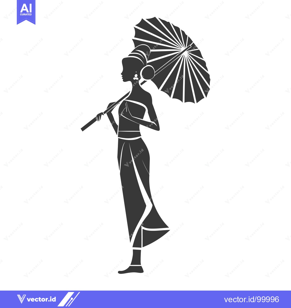 Premium Vector of Silhouette of a Woman with an Umbrella