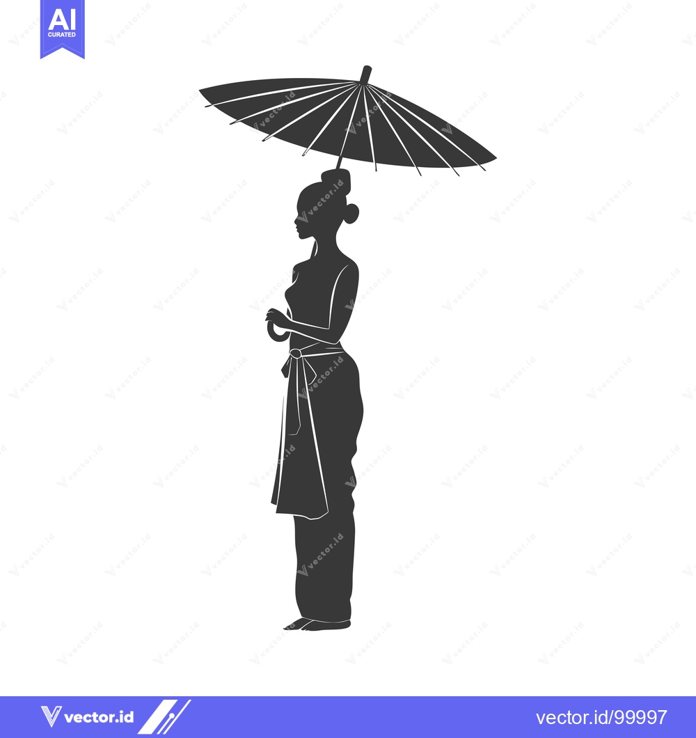Premium Vector dari Silhouette of a Woman with an Umbrella