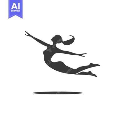 Popular premium asset: Silhouette of a woman with arms outstretched jumping over a circle