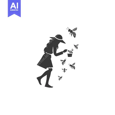 Aset premium populer: Silhouette of a Woman with Bees Around Her
