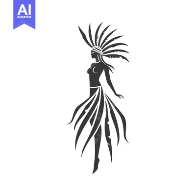 Aset premium populer: Silhouette of a Woman with Feathers in Her Hair and a Skirt
