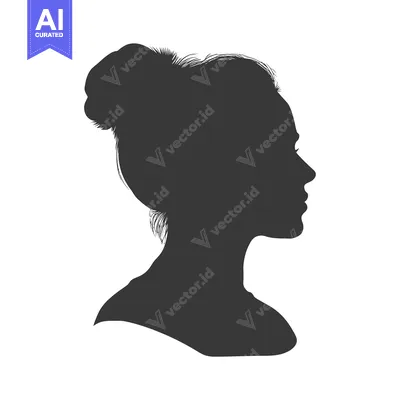 Popular premium asset: Silhouette of a Woman with Hair Pulled Up in a Bun