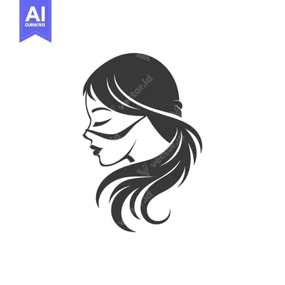 Aset desain premium: Silhouette of a Woman with Long Hair and a Headband