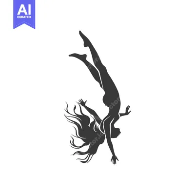 Aset premium populer: Silhouette of a woman with long hair falling backwards