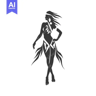 Popular premium asset: Silhouette of a Woman with Ornamental Clothing and Windblown Hair