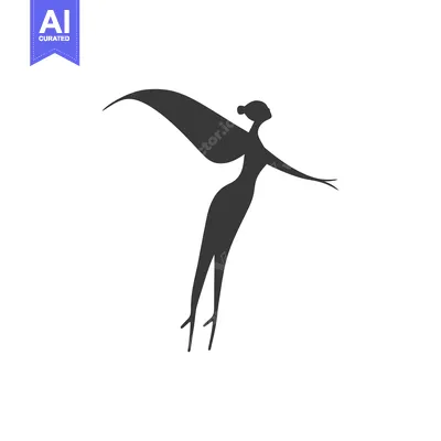 Aset desain premium: Silhouette of a Woman with Wings Spreading Her Arms