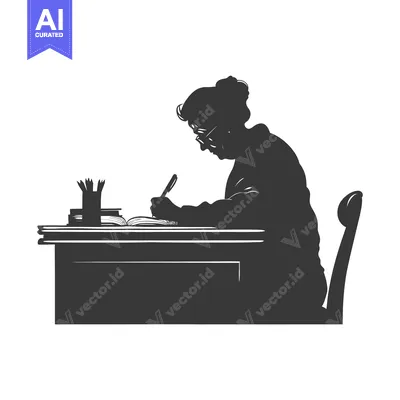 Aset premium populer: Silhouette of a Woman Writing at a Desk