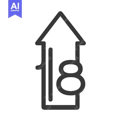 Upward Arrow with Number 18 Icon