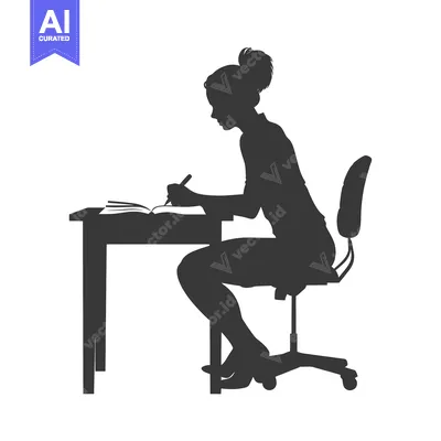 Popular premium asset: Silhouette of a Woman Writing at a Desk