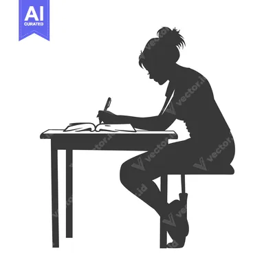 Aset premium populer: Silhouette of a Woman Writing at a Desk