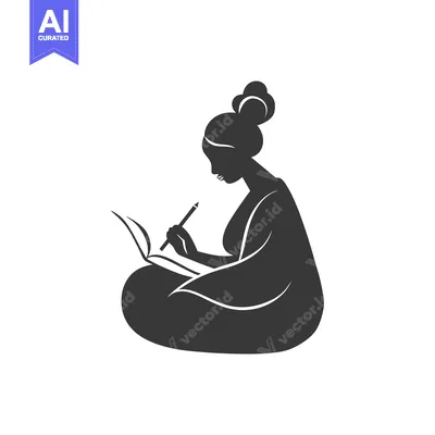 Silhouette of a Woman Writing in a Book