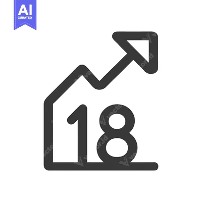 Upward Arrow with Number 18 Icon