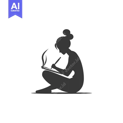 Silhouette of a Woman Writing in a Notebook