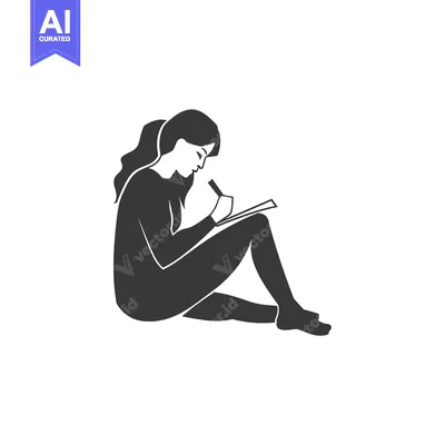 Aset premium populer: Silhouette of a Woman Writing in a Notebook