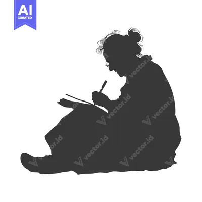 Silhouette of a Woman Writing in a Notebook