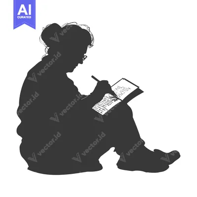 Silhouette of a Woman Writing in a Notebook