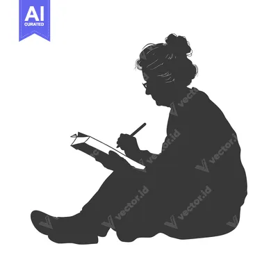 Aset premium populer: Silhouette of a Woman Writing in a Notebook