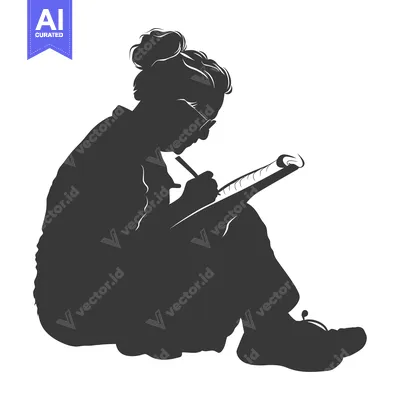 Aset premium populer: Silhouette of a Woman Writing in a Notebook