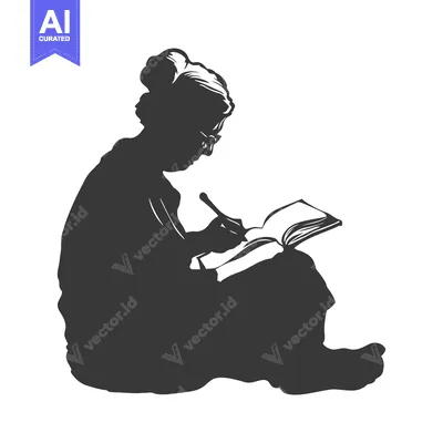 Silhouette of a Woman Writing in a Notebook