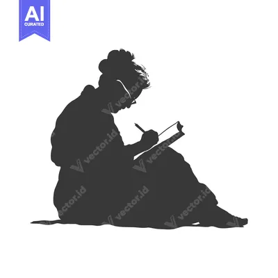 Aset premium populer: Silhouette of a Woman Writing in a Notebook