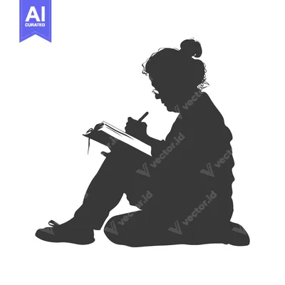 Silhouette of a Woman Writing in a Notebook