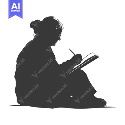 Aset premium populer: Silhouette of a Woman Writing in a Notebook