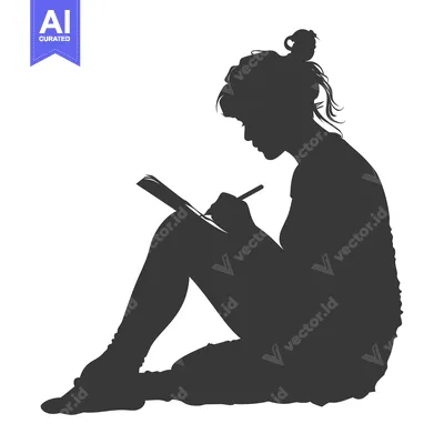 Silhouette of a Woman Writing in a Notebook