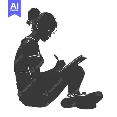 Aset premium populer: Silhouette of a Woman Writing in a Notebook