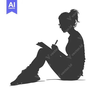 Aset premium populer: Silhouette of a Woman Writing in a Notebook