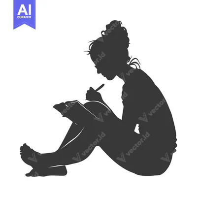 Silhouette of a Woman Writing in a Notebook