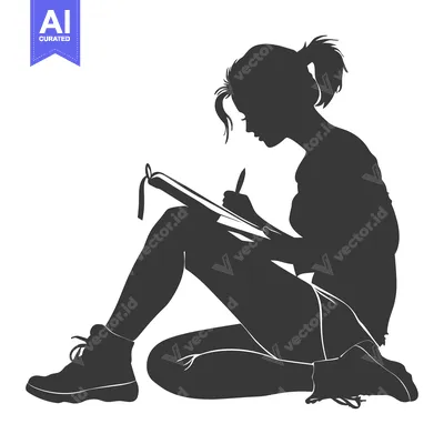 Silhouette of a Woman Writing in a Notebook