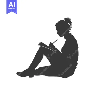 Popular premium asset: Silhouette of a Woman Writing in a Notebook