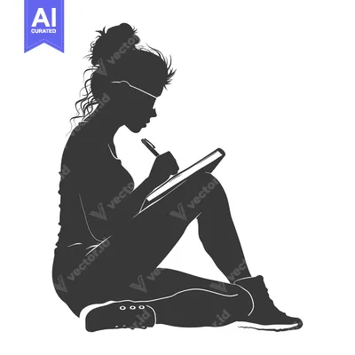 Silhouette of a Woman Writing in a Notebook