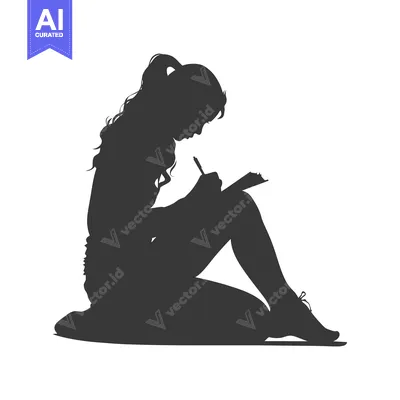 Silhouette of a Woman Writing in a Notebook