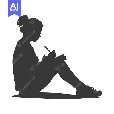 Silhouette of a Woman Writing in a Notebook