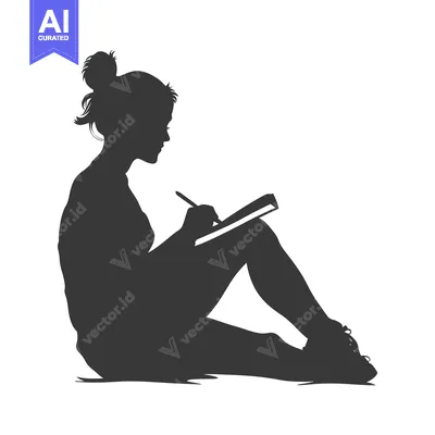 Aset premium populer: Silhouette of a Woman Writing in a Notebook
