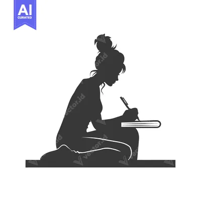 Silhouette of a Woman Writing in a Notebook