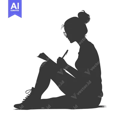 Aset premium populer: Silhouette of a Woman Writing in a Notebook