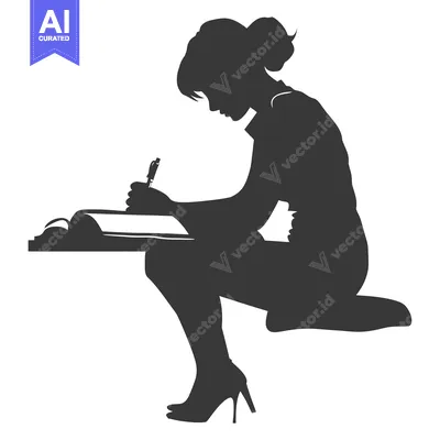 Aset premium populer: Silhouette of a Woman Writing in a Notebook