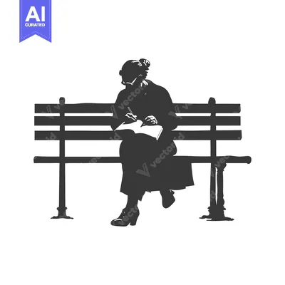 Popular premium asset: Silhouette of a woman writing in a notebook on a bench