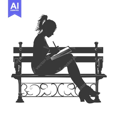 Aset premium populer: Silhouette of a Woman Writing in a Notebook on a Bench