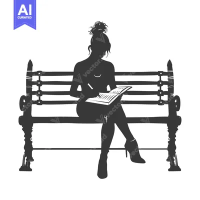 Aset premium populer: Silhouette of a Woman Writing in a Notebook on a Bench
