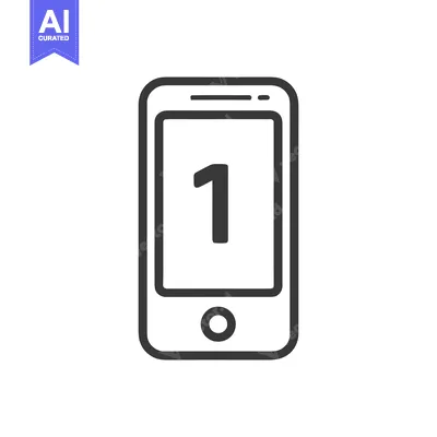 Minimalist Phone Icon with Number One on Screen, Outline Style