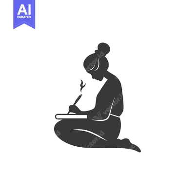 Aset premium populer: Silhouette of a woman writing with a pen