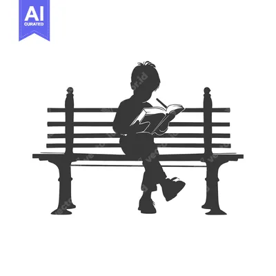 Silhouette of a Young Boy Reading on a Bench