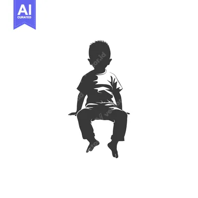 Silhouette of a young boy sitting with his legs dangling