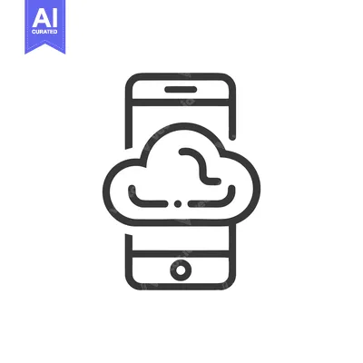 Cloud Data Storage on Smartphone: Minimalist Line Art Icon