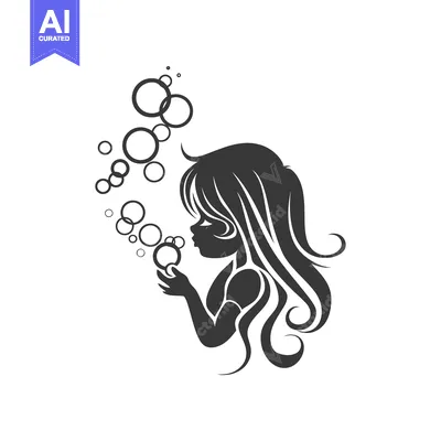 Aset premium populer: Silhouette of a Young Girl Blowing Bubbles