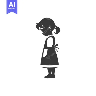 Silhouette of a Young Girl in a Dress with a Pocket