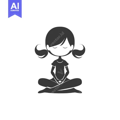 Silhouette of a Young Girl Meditating with Her Eyes Closed